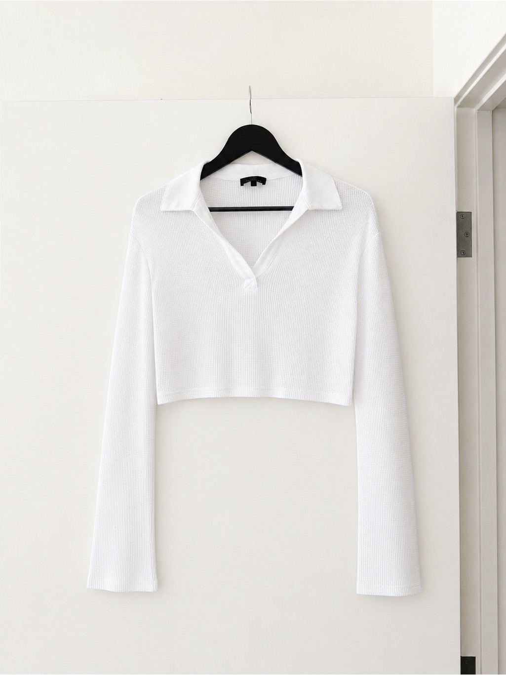 Nwot The Range Stark White Waffle Knit Cropped Polo As Seen On Hailey Bieber | S — image 4 of 8